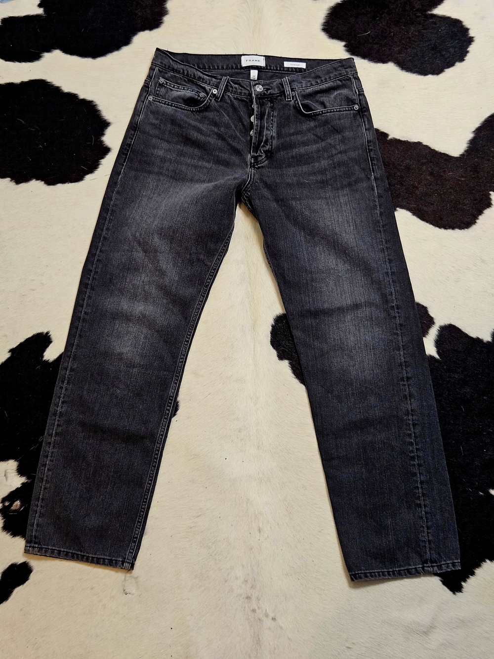Frame Denim Men's Straight Jeans in Washed Black Sz 32